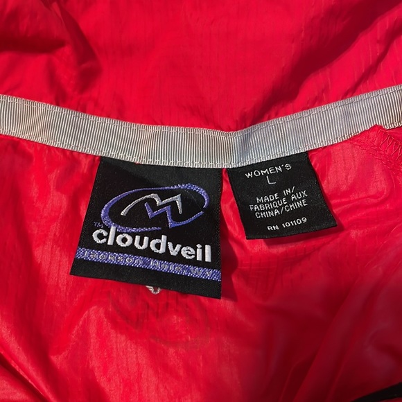 Cloudveil L Red / Gray Windbreaker Jacket Full Zip Nylon Lightweight Lg - Picture 3 of 4